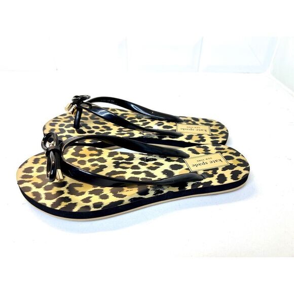 Kate Spade Nova Leopard Animal Print Flip Flop Green Black Sz 5 NWOT Designer - Picture 5 of 10